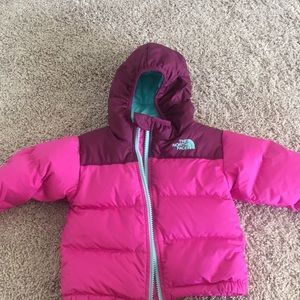 Kids Pink and green puffy winter coat